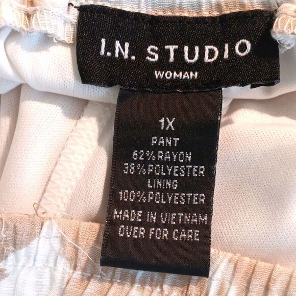 I.N. Studio Womens Tropical Cream Tan Wide Leg Pants sz1x - Picture 9 of 11